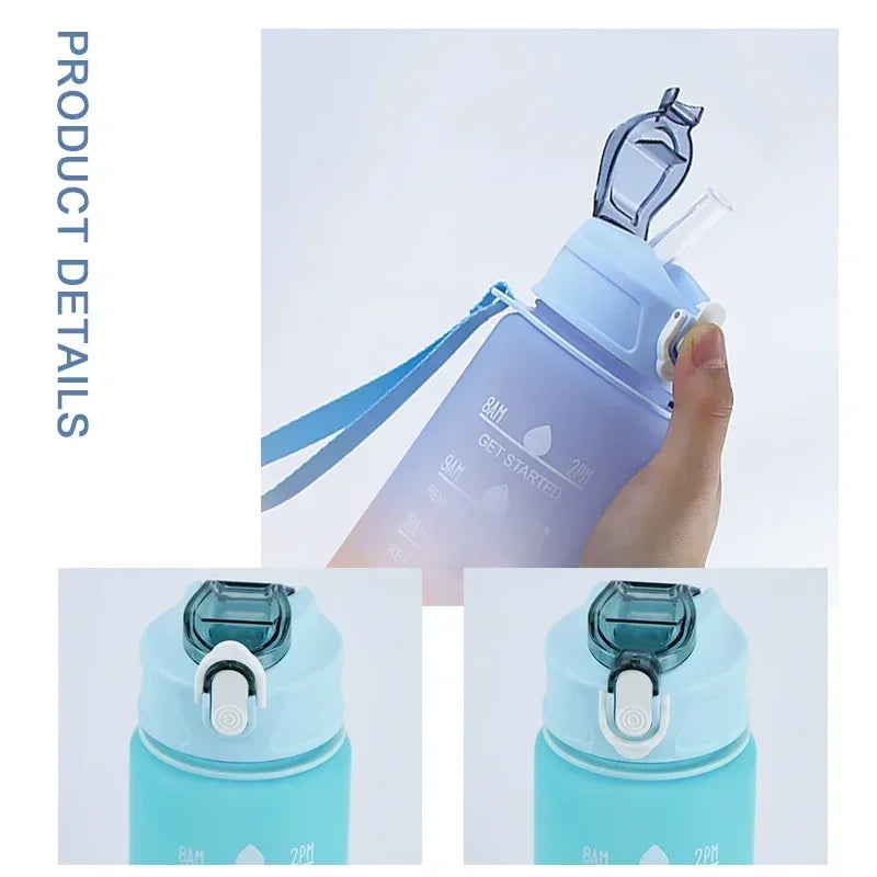 900ml Sports Bottle with Time Scale Outdoor Gradient Color Sports Bottle Portable Fitness Motivational Straw Mug BPA Free Oasis Select