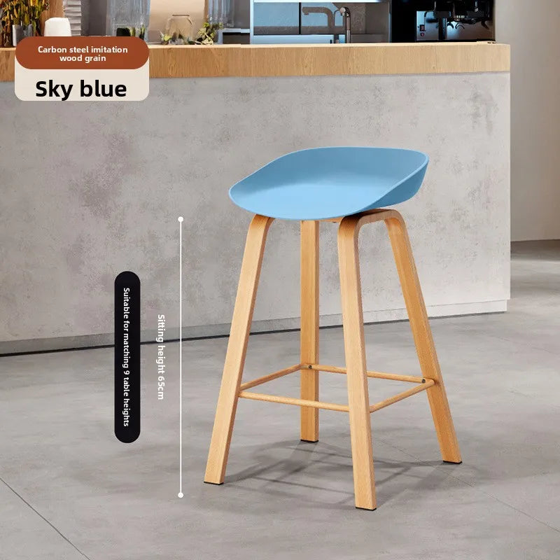 Nordic Bar Chair Modern Simple Bar Chair Wrought Iron Fashion Creative Restaurant High Stool Household Stool Front Desk Chair Oasis Select Blue 65 2 pieces