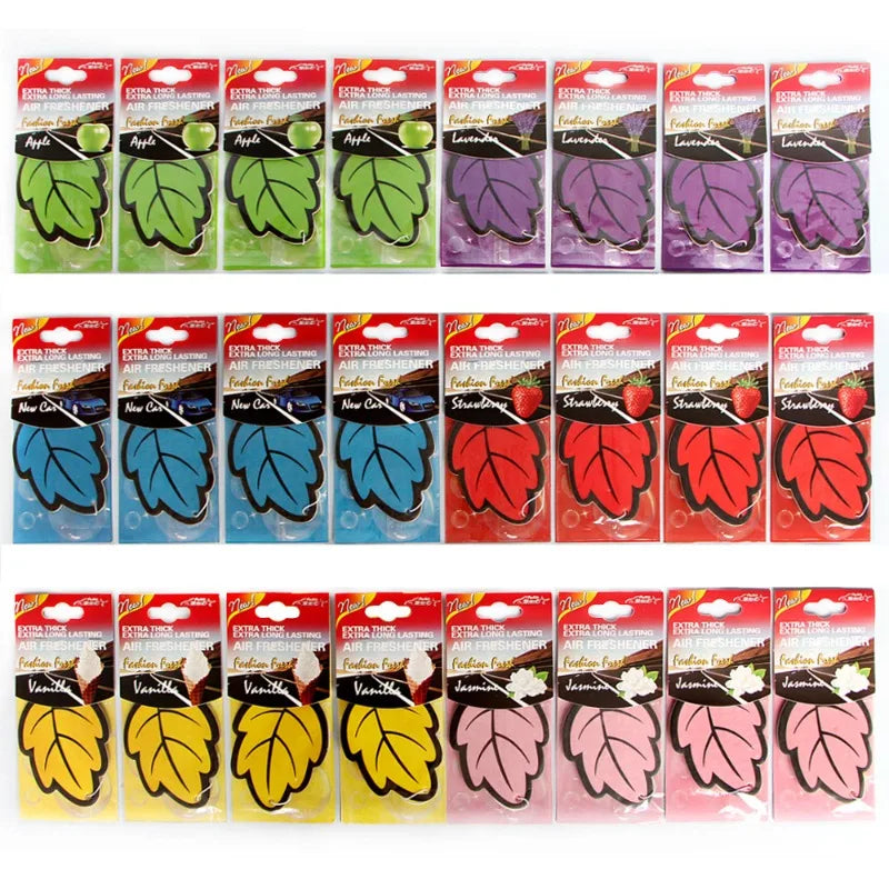 Car Air Freshener Natural Scented Tea Paper Auto Hanging Leaf Shape One-piece Car Decoration Perfume Tablets Freshener 48PCS Oasis Select