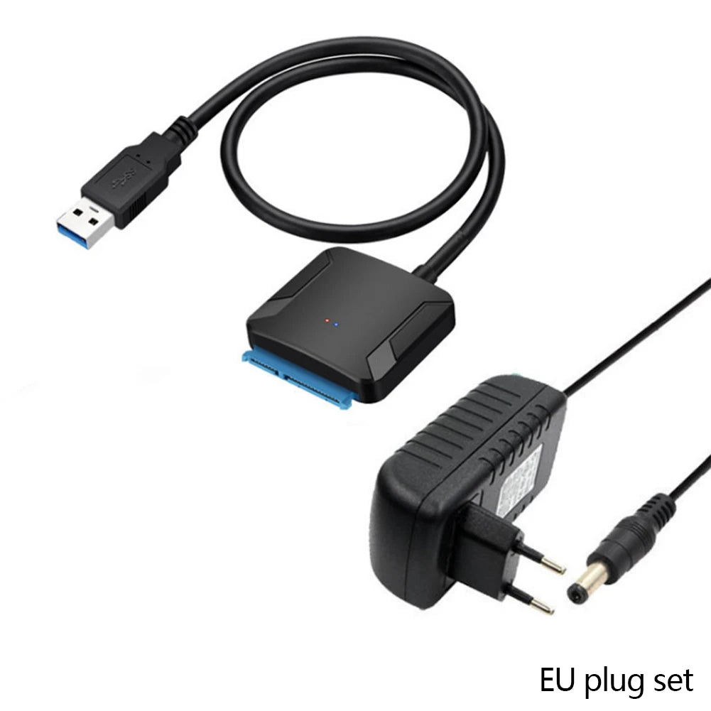 SATA to USB 3.0 Adapter Cable – HDD SSD 2.5"/3.5" + 12V Power