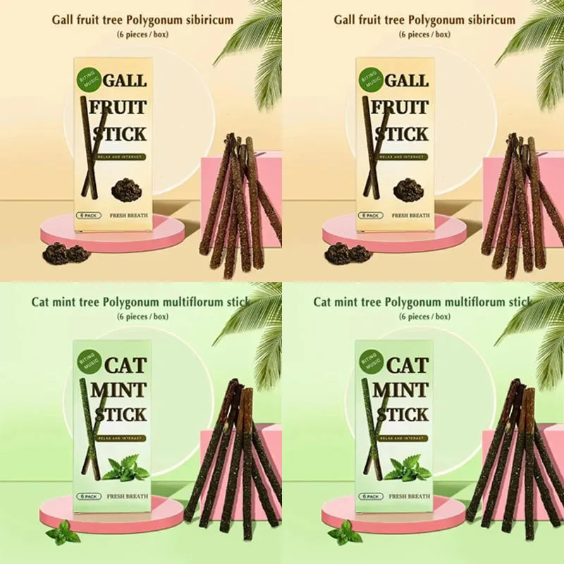 1/2/3/4box Natural Cat Stick Mint Caught Bite Excited Rods Silvervine For Cat Teeth Cleaning Treating Pet Supply Cat Supplies Oasis Select 4box Mixed