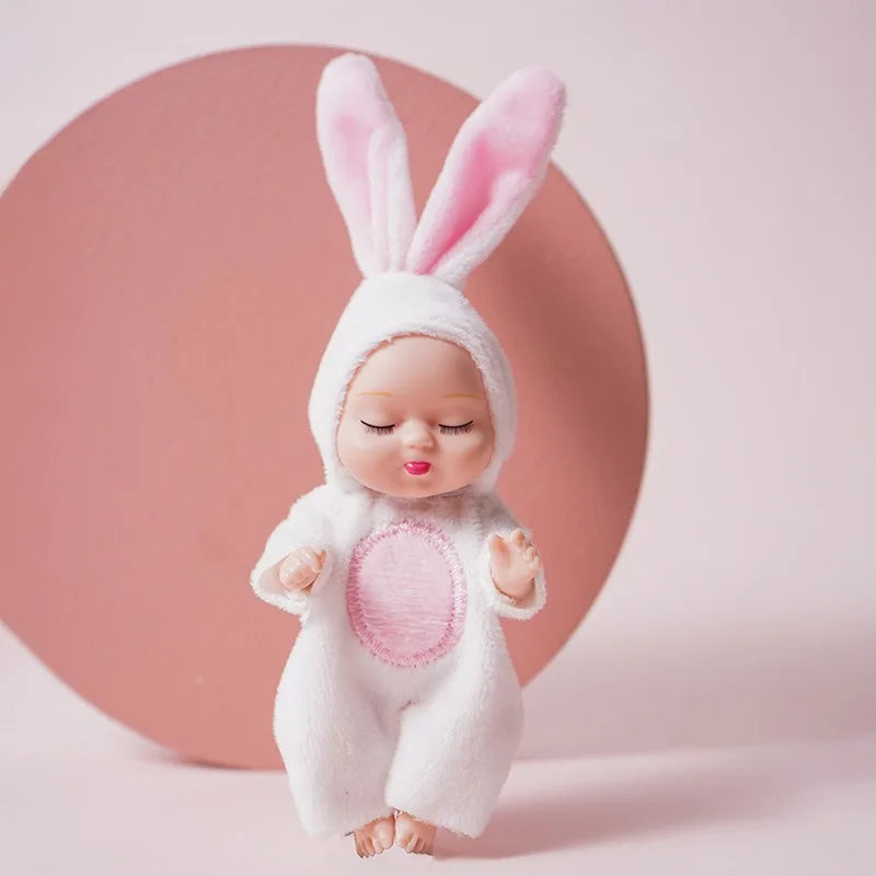 Mini Reborn Doll Simulation Baby Doll Washable Animal Clothes BJD Doll Easter Christmas Birthday Newborn Gift Set Box Oasis Select rabbit