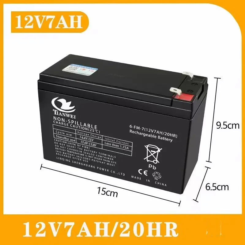 Hot 6V/12V Rechargeable Battery - 5Ah/7Ah/8Ah/12Ah for Children's Electric Vehicles, Toy Cars, Motorcycles, Baby Strollers Oasis Select 12V 7Ah battery