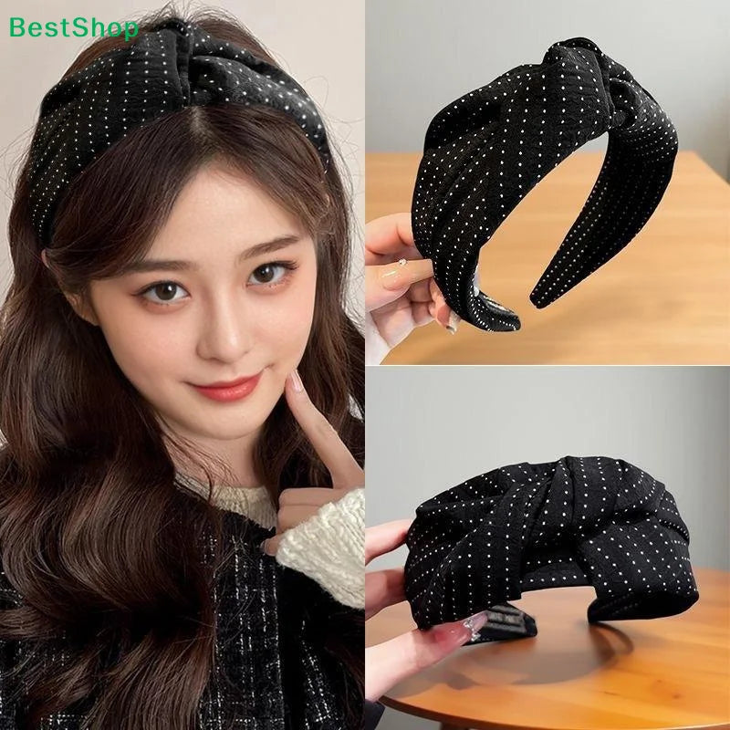 Wide Polka Dot Knot Headband for Women – Casual Hair Hoop
