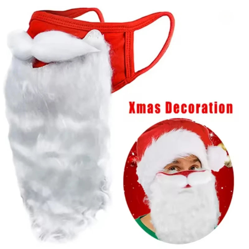Christmas Decoration 3D Santa Claus Beard Masks Adult Unisex Funny Reusable Santa Beard Face Cover Shield for Xmas Cosplay Party Oasis Select