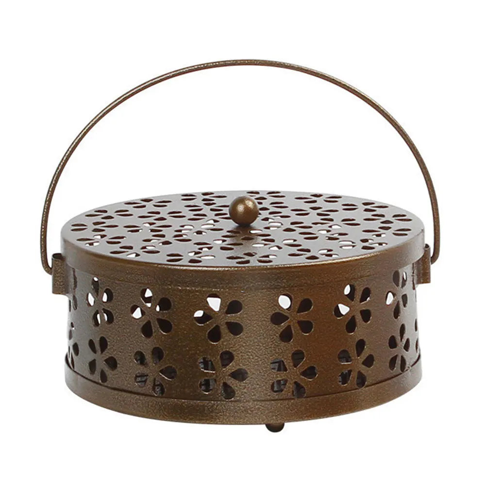 Metal Mosquito Coil Holder with Lid & Handle | Outdoor Camping Mosquito Coil Holder Oasis Select Bronze United States
