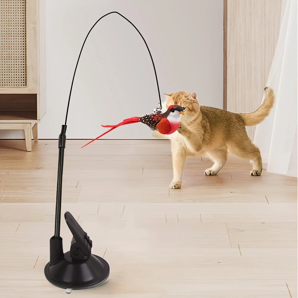 1/3pcs New cat funny cat stick steel wire long pole feather cute cat toy kitten fishing self-pleasure relief pet toy Oasis Select