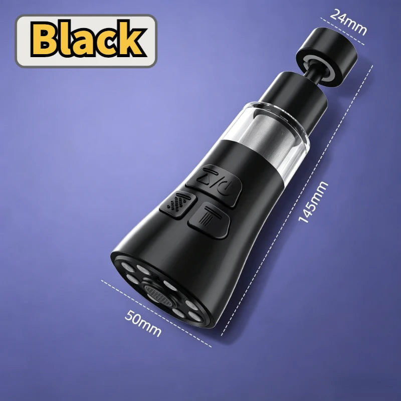 Kitchen Faucet Extender With Filter Function Universal 720° Rotate Aerator Splash Filter Washbasin Faucet Bubbler Nozzle Aerator Oasis Select Black