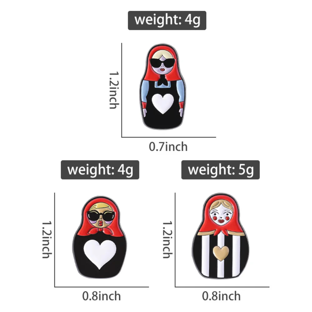 Russian Cultural Costume Collected Enamel Pin Classic Russian Nesting Doll Metal Brooches Lapel Badge Jewelry Gift for Friends Oasis Select