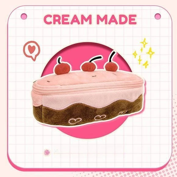 Sweet Plush Cherry Cake Shaped Storage Pouch Large Capacity Stationery Organizer Multifunctional Daily Supply Desktop Ornament Oasis Select A