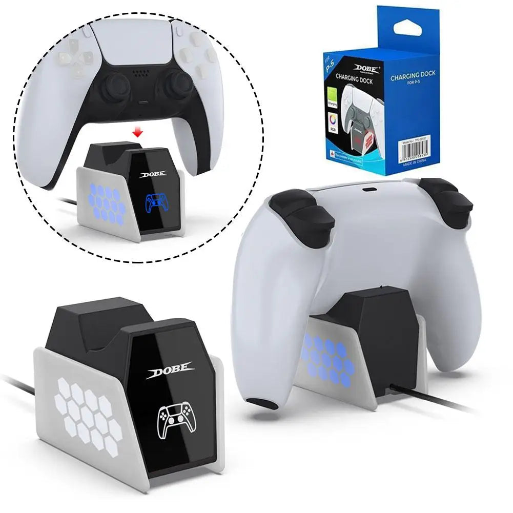 PS5 Controller Charging Station – RGB LED Light & Auto Stop