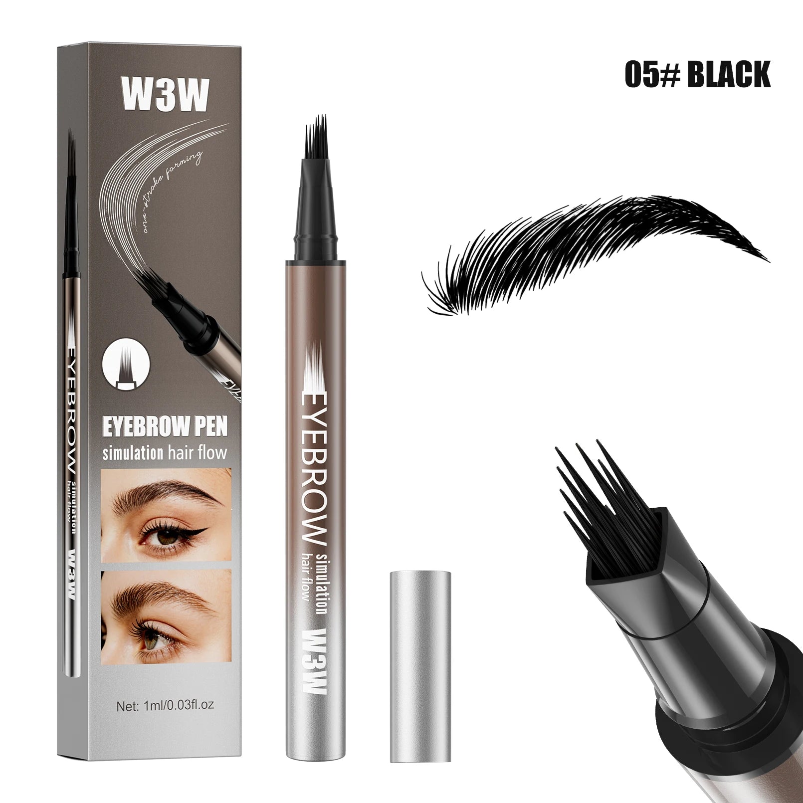 W3W Liquid Eyebrow Pen – Waterproof & Smudge-Proof | 5 Shades