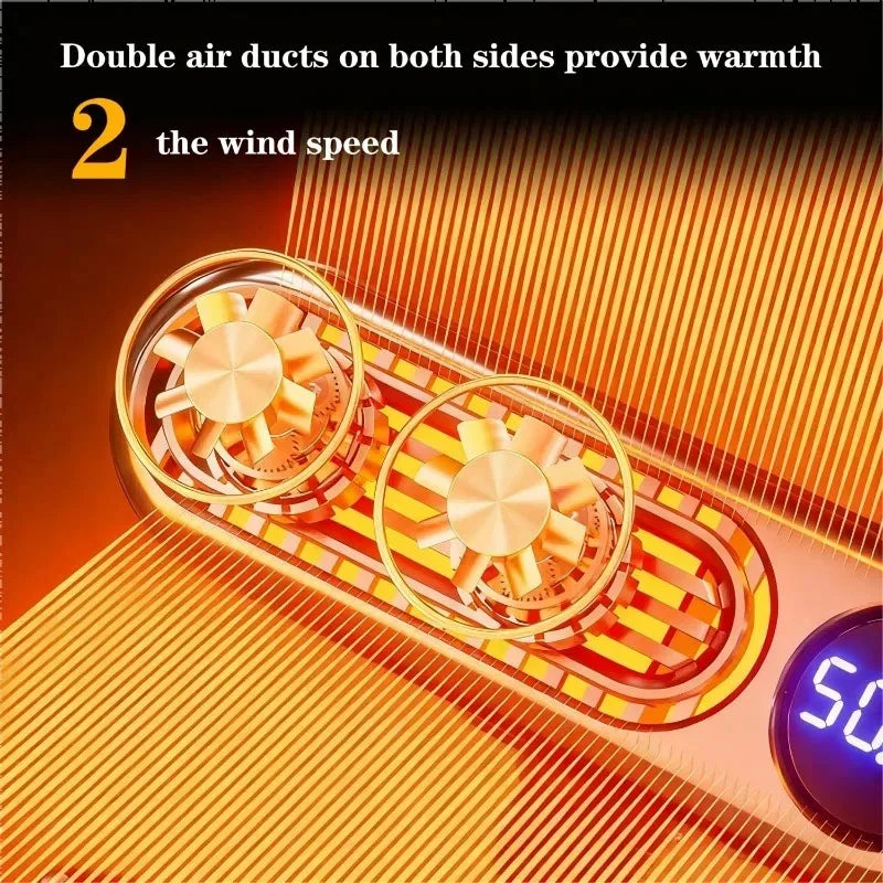 Electric Heater Fan with Digital Display Fast Heating Fan 12V/24V Car Heater Winter Car Speed Heating Fan Defogging Heating Oasis Select