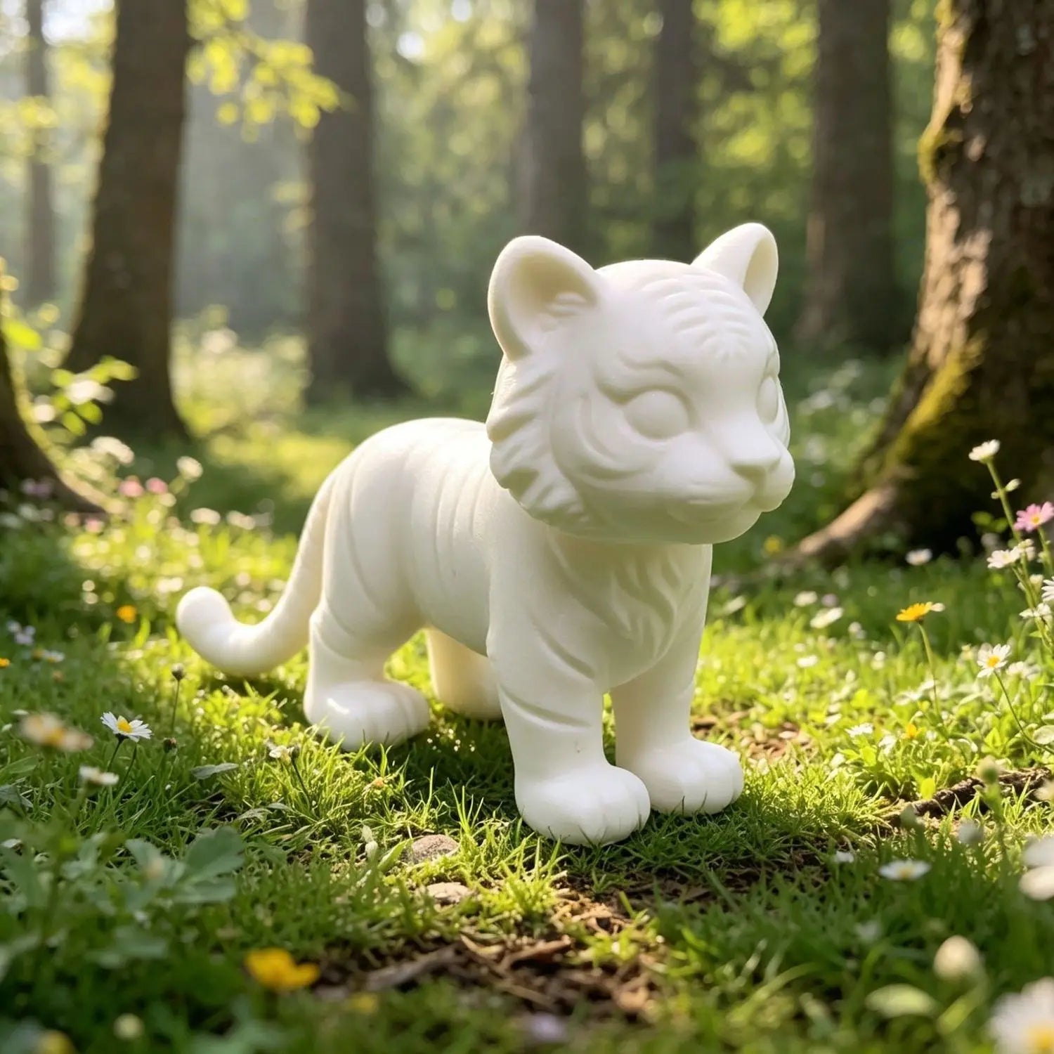 Diy Minimalist White Standing Tiger Figurines Ornament Mini Unfinished Cub Sculpture for Bonsai Micro Landscape Room Decor Gifts Oasis Select
