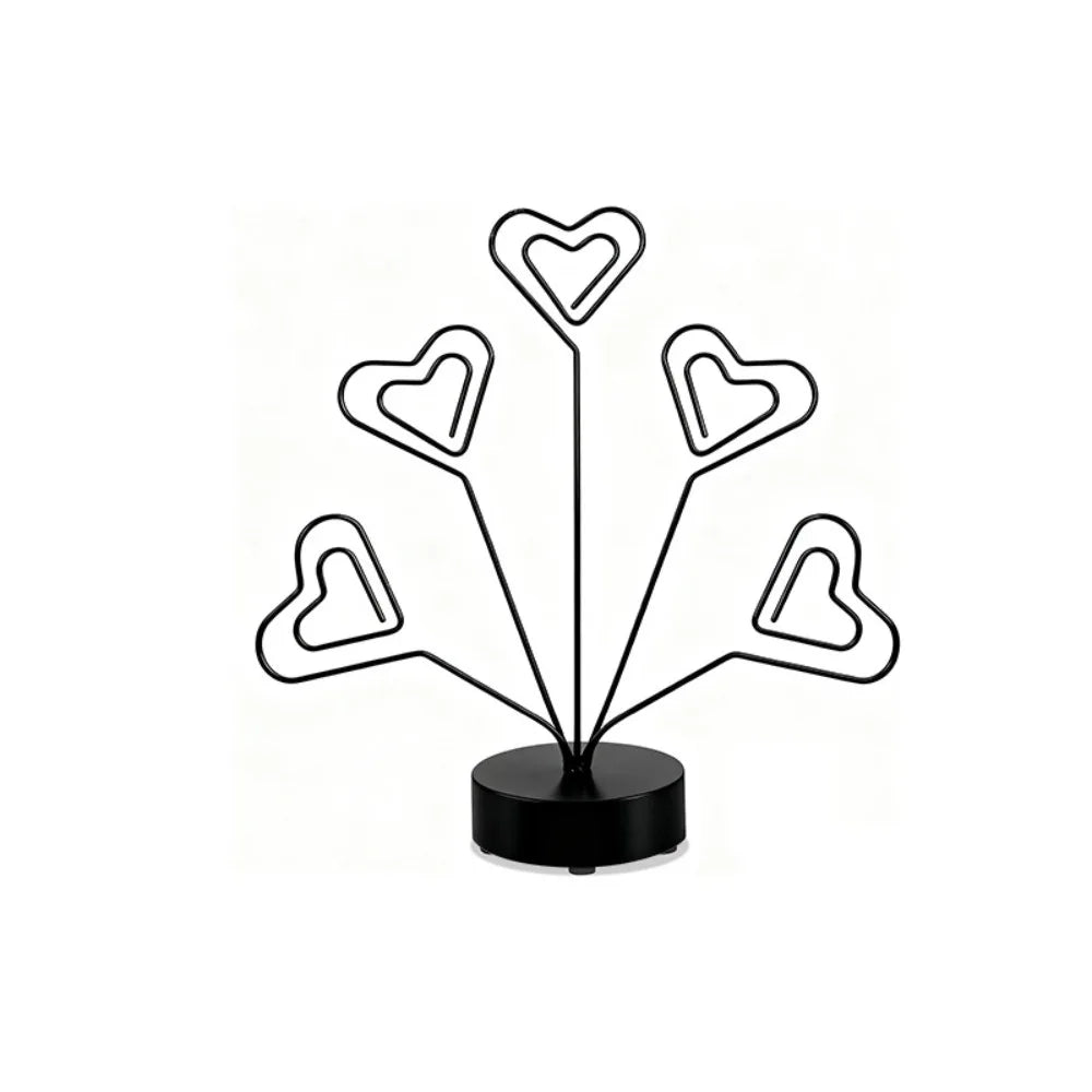 Multifunctional Creative Note Clips Stable Heart/Round Business Card Holder Portable Vertical Desktop Card Clamp Party Supplies Oasis Select Black Heart