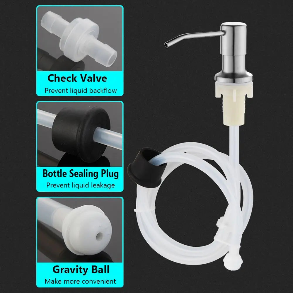 Stainless Steel Soap Dispenser Bathroom Kitchen Sink Mounted No-spill Water Pump Dishwashing Liquid Lotion Dispenser Oasis Select
