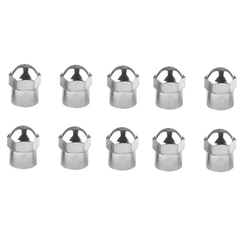 Car Tire Valve Caps 10/50pcs Round Head Chrome Plating Dust Proof Covers Cars Motorcycles Bike Tyre Styling Valve Cap Decoration Oasis Select 10pcs pack