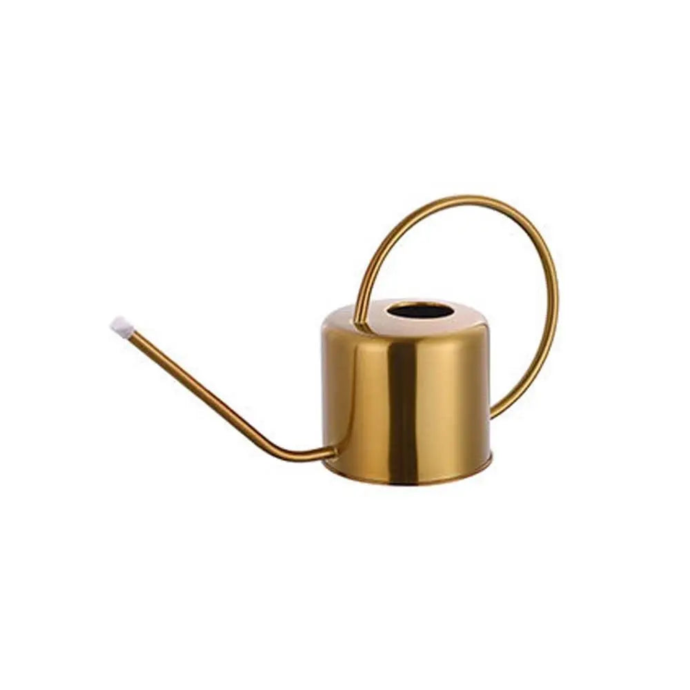 Sprinkler Stainless Steel Watering Can Rustproof Leakproof Comfortable Watering Pot 1.3L Long Nozzle Spray Kettle Gardening Oasis Select Gold