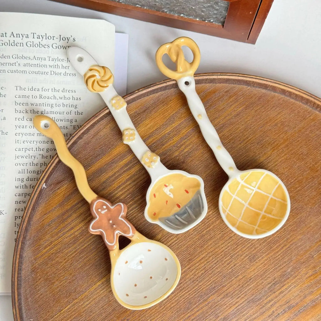 Cute Ceramic Bread-shaped Spoon, Aesthetically Pleasing Dessert Spoon, Adorable Spoon Kitchen Tablewear Oasis Select