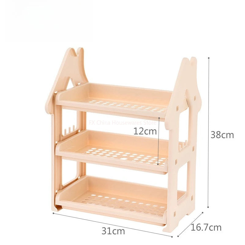 Small House Style 2/3 Layer Kitchen Spice Rack Organizer Plastic Condiment Bottle Shelf for Counter/Bathroom/Desktop Oasis Select 3 Tiers Yellow