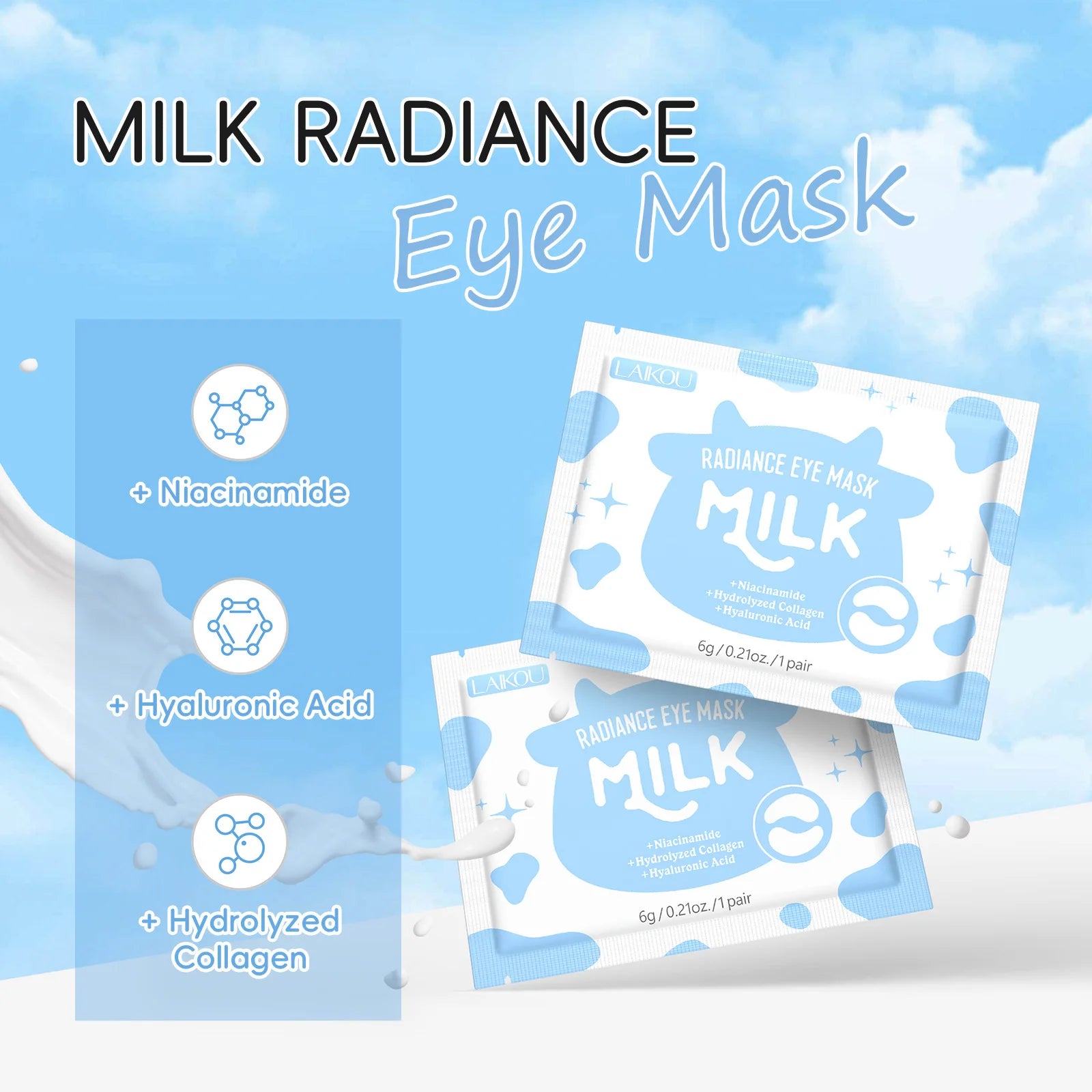 Sakura or Milk or 24K Gold Eye Mask Eye Patches Firming Moisturizing Nourishing Relieves Dark Circles Puffiness under Eyes Oasis Select