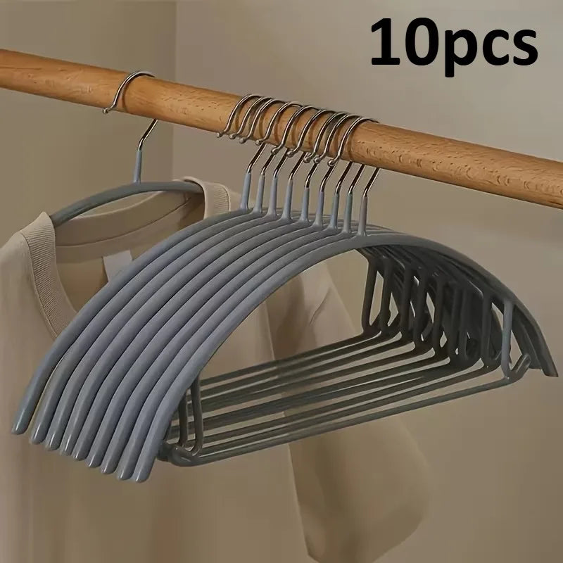 10pcs Non-Slip Hangers,Anti-Shoulder Bump Arc Design,Clothes Hanger Set for Laundry Drying Rack,Space-Saving Hangers for Clothes Oasis Select 10pcs gray
