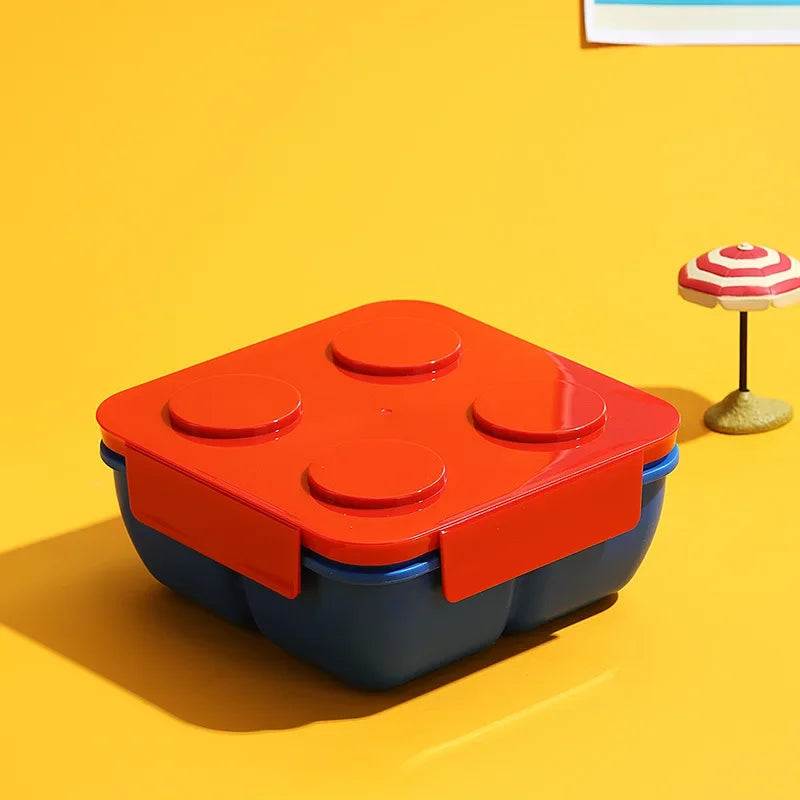 Lunch Box DIY Building Block Portable Modular for Children Student Outdoor Picnic Bento Food Storage Container Fruit Salad Box Oasis Select Red-1100ML