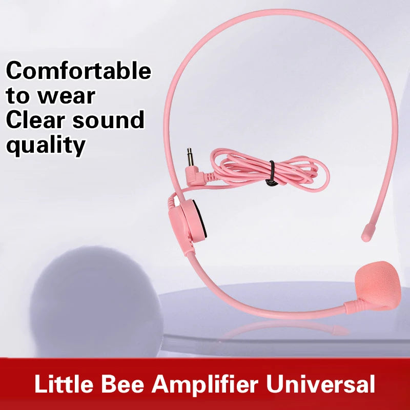 1pcs 3.5MM Headworn Wired Microphone Headset Pink Voice Amplifier Speaker Clear Sound Mic For Conference Guide Speech Teacher Oasis Select
