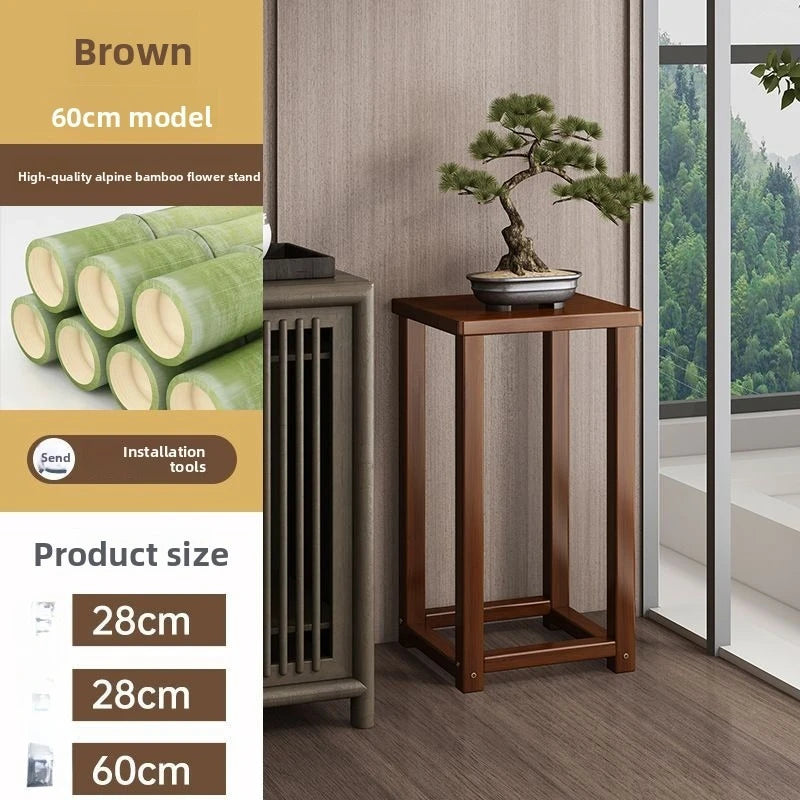 Flower stand Shelf Living room decorative ornament Flower table Solid wood multi-layer flower pot shelf Oasis Select Brown-60cm