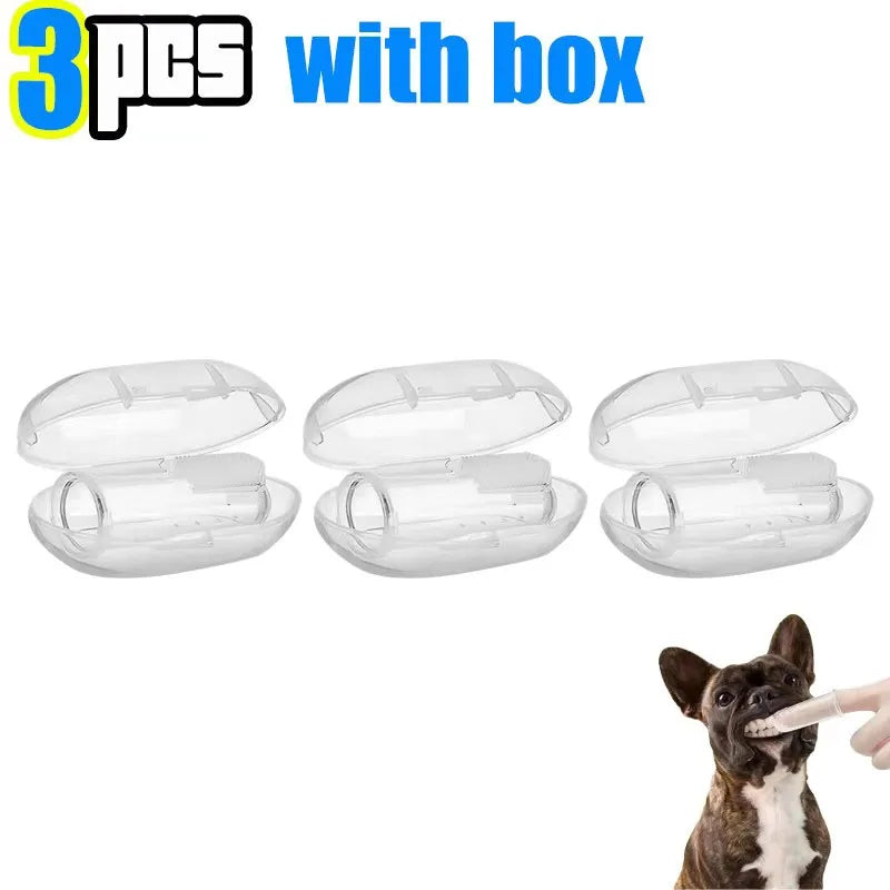 1/3/6Pcs Cat Dog Toothbrush Silicone Puppy Cat Finger Sleeve Toothbrushs Pet Finger ToothbrushPet Cleaning Supplies Oasis Select 3pcs with white box