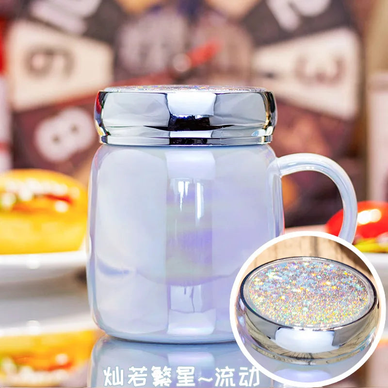 Cup creative personality trend Mug lovely ceramic water cup girl lovers office mug with cover coffee mug Oasis Select 420ml Blue