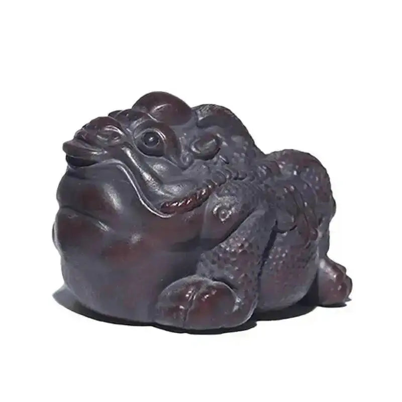 Zisha Tea Pet Golden Toad Wealth-attracting Ornament Craft Sculpture Teaplay Tea Table Accessories Чайные украшения Oasis Select ancient Red Clay