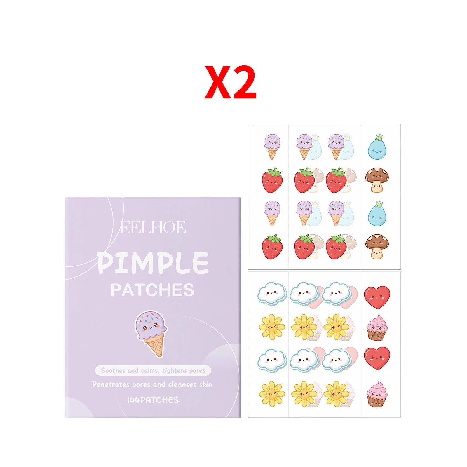 EELHOE 144-Pack Cartoon Pimple Patches – Acne Spot Treatment Acne Pimple Patches Oasis Select 288PATCHES