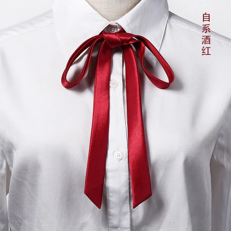Korean Small Tie Bowtie College Style School Uniform Shirt Accessories Men's Women's Long Section Streamers Collars Flowers Oasis Select Wine
