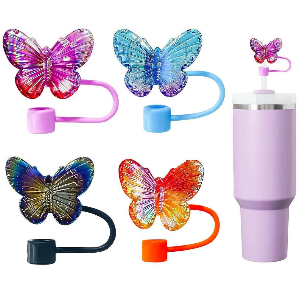1PC Laser Butterfly Straw Plug Dust Cap For Stanley 30&40Oz Tumbler Reusable 10mm Sippy Cover Water Cup Decoration Accessories Oasis Select