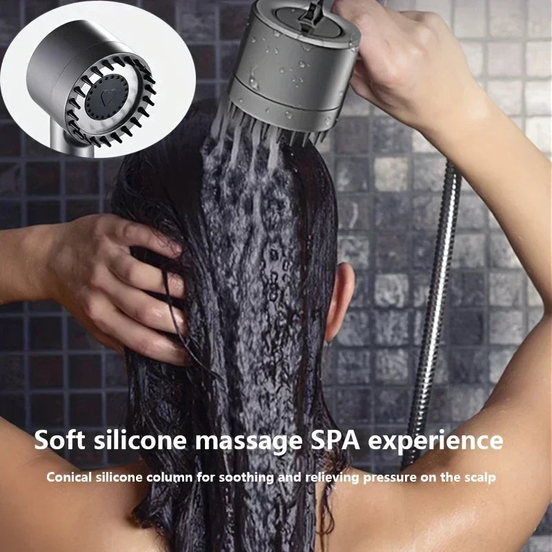 2026 New Turbocharged Filter Shower Head 3 Modes High Pressurized Handheld Shower with Massage Brush One Click on/Off Switch Oasis Select