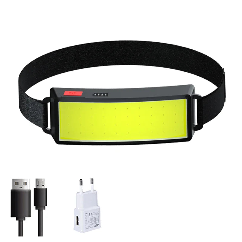 New Upgrade Portable LED Head Lamp Built-in 1200mah Battery COB Headlight USB-C Rechargeable Waterproof Torch Camping Flashlight Oasis Select T004-2