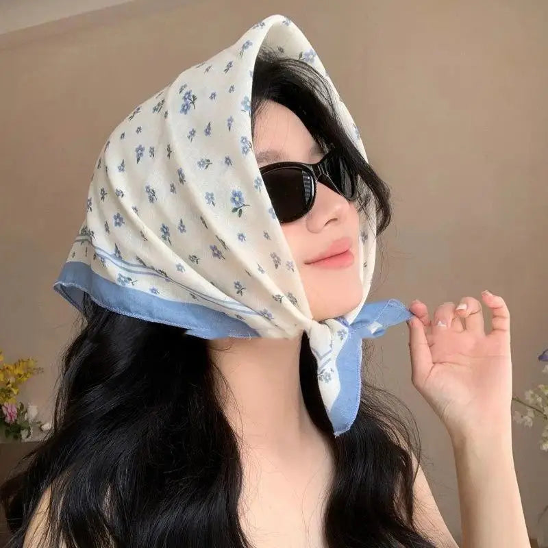 Vintage Floral Headscarf Women Bandana Head Wrap Hair Clips Headwear Summer Travel Beach Hair Accessories Oasis Select A1