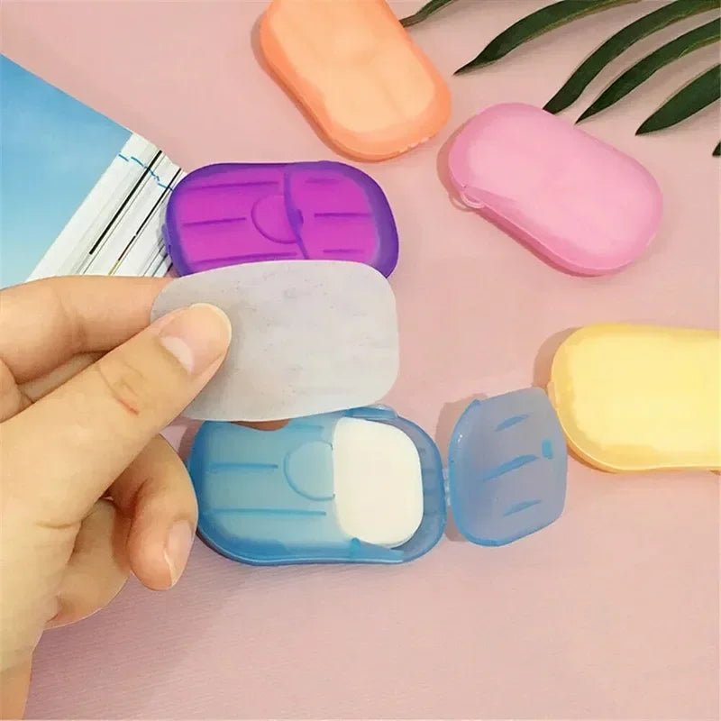 Mini Portable Disposable Travel Soap Boxes Hand Washing Cleaning Paper Slices Strips for School On-the-go Camping Hiking Oasis Select