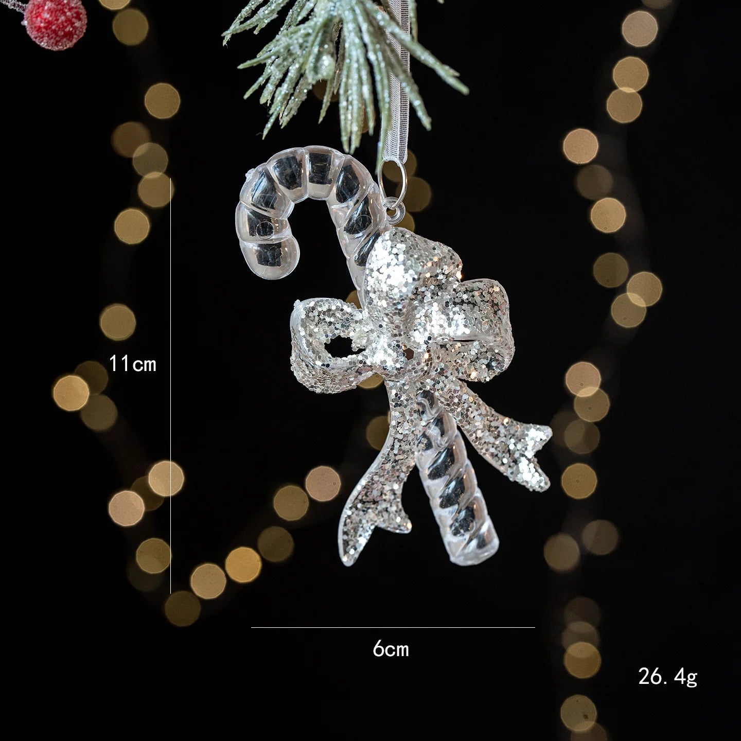 Christmas Tree Pendant Decoration Clear Acrylic Angel Deer Light Luxury Hanging Ornament Christmas Decoration Oasis Select Cane