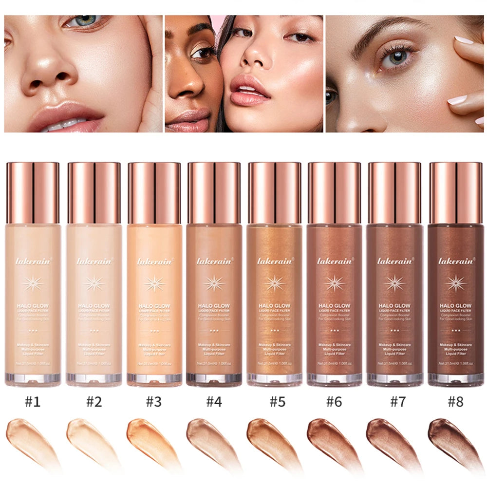 8colors Facial Highlight Liquid Long-Lasting Makeup Face Body Highlight Contouring Liquid Highlight Liquid Dual Effect Cosmetics Oasis Select