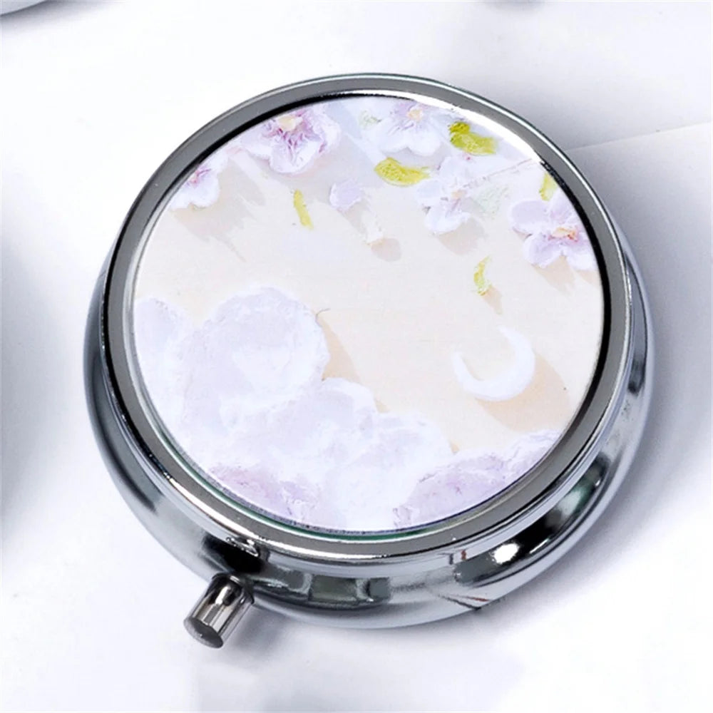 Portable 3 Cell Metal Pill Boxes Stainless Steel Round Pill Boxes Medicine Organizer Container Medicine Case Splitters Pill Box Oasis Select Style 8