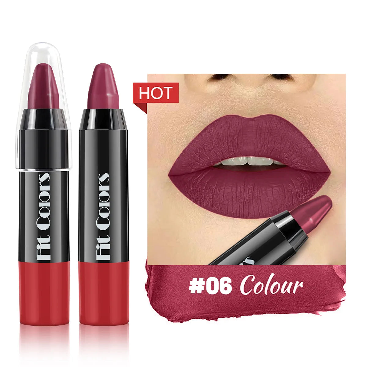 Waterproof Matte Lip Liner Pen Grey Pink Nude Non Stick Cup Long Lasting Contour Tint Crayon Lipstick Sexy Red Makeup Cosmetic Oasis Select 06 Full Size