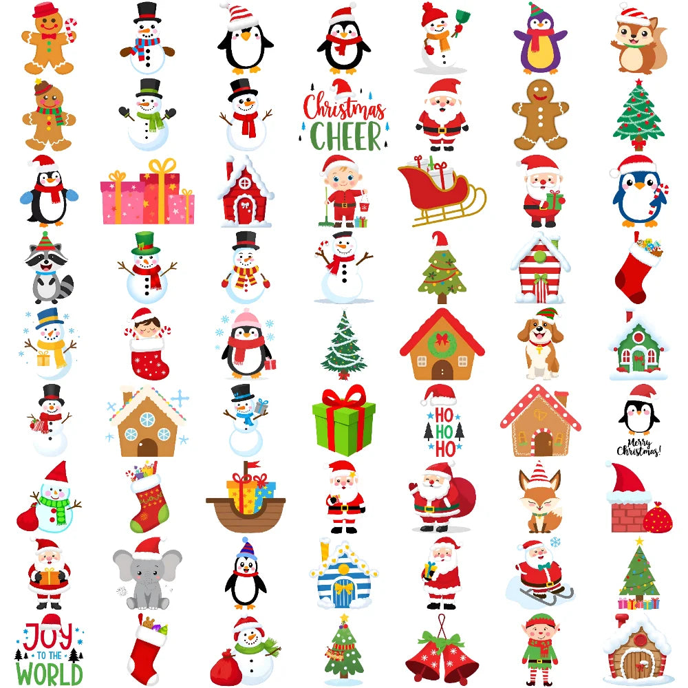 63-Piece Christmas Temporary Tattoo Stickers – Waterproof & Fun