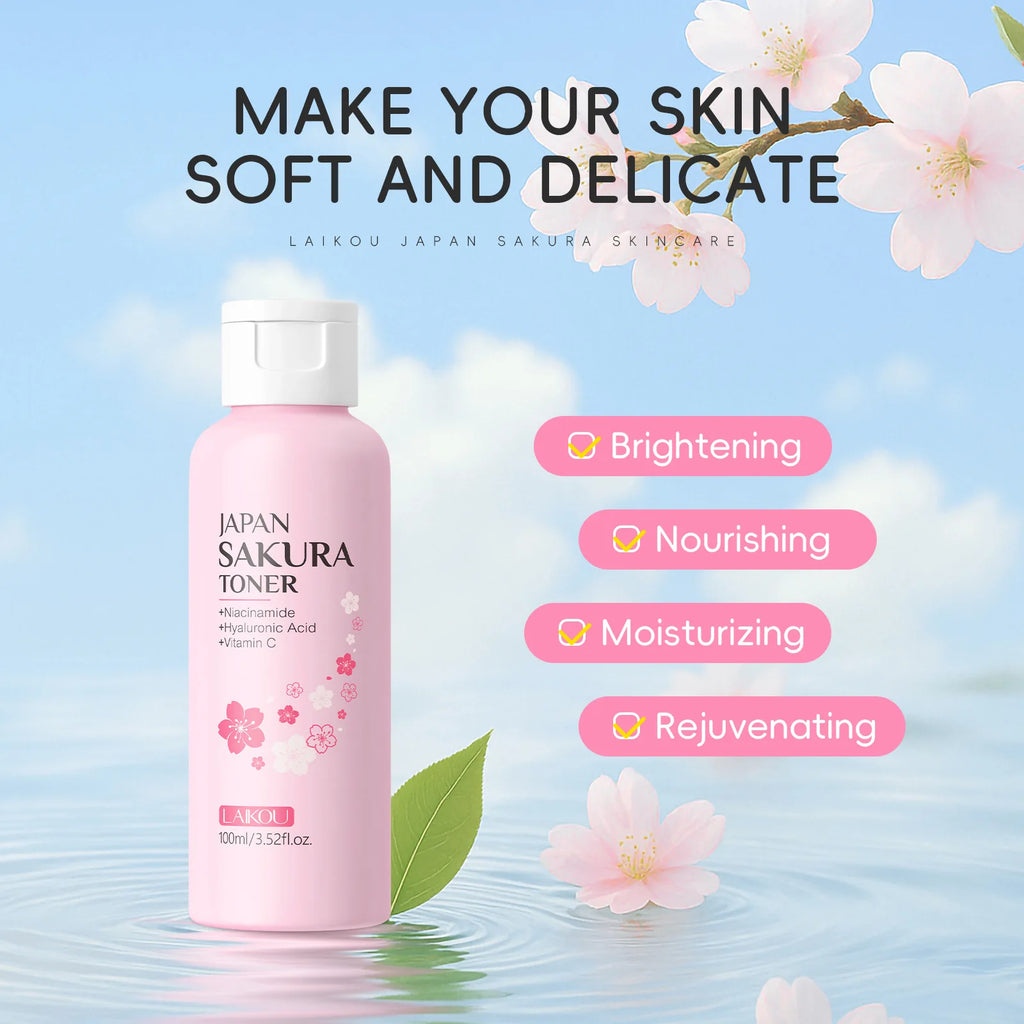 LAIKOU Sakura Toner – Niacinamide, Hyaluronic Acid & Vitamin C Facial Toner Oasis Select