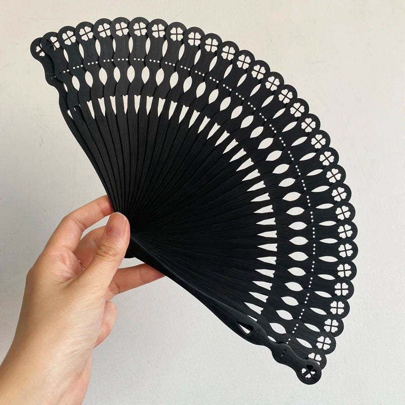 Hollowed-out Full Bamboo Fan Heart-shaped Four-leaf Clover Fan Chinese Style Can Be Paired with Hanfu and Cheongsam Folding Fan Oasis Select A