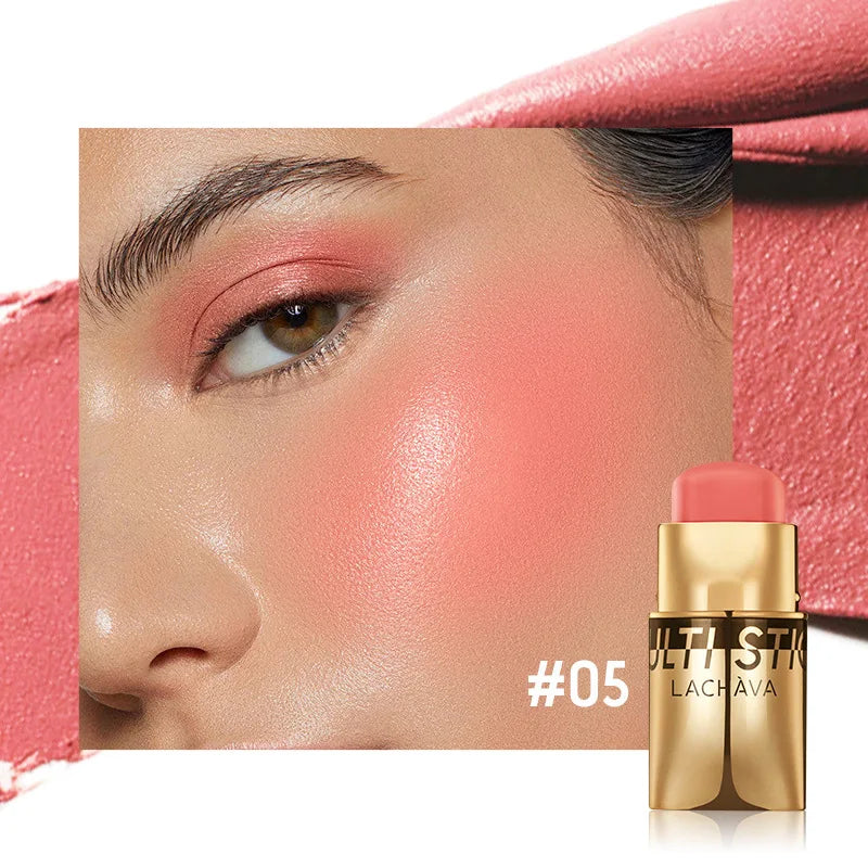QiBest 3-in-1 Waterproof Blush Stick – Lips, Face & Eyes Multi-Use Blush Stick Oasis Select 05