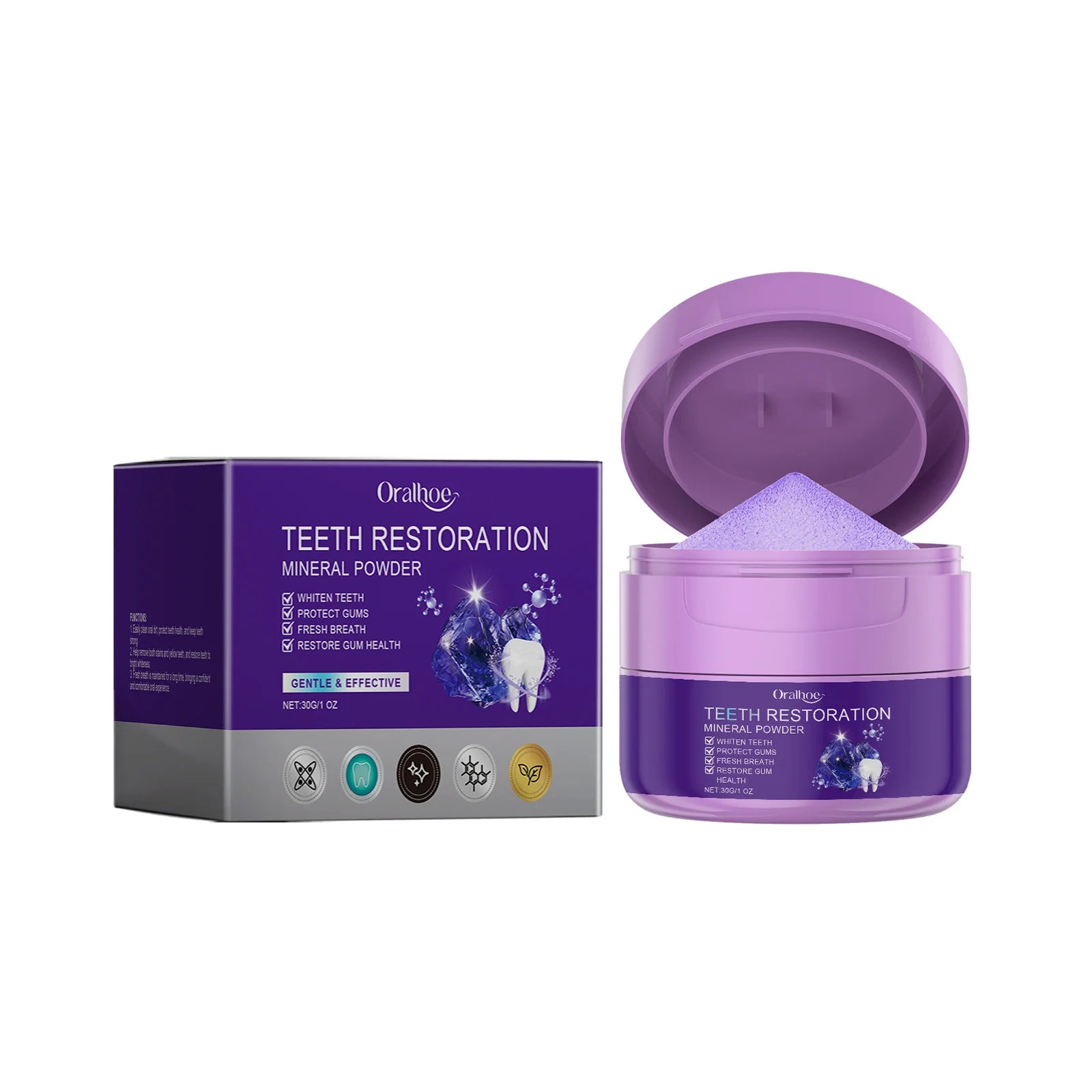 Oralhoe Purple Whitening Toothpaste & Tooth Brightening Powder
