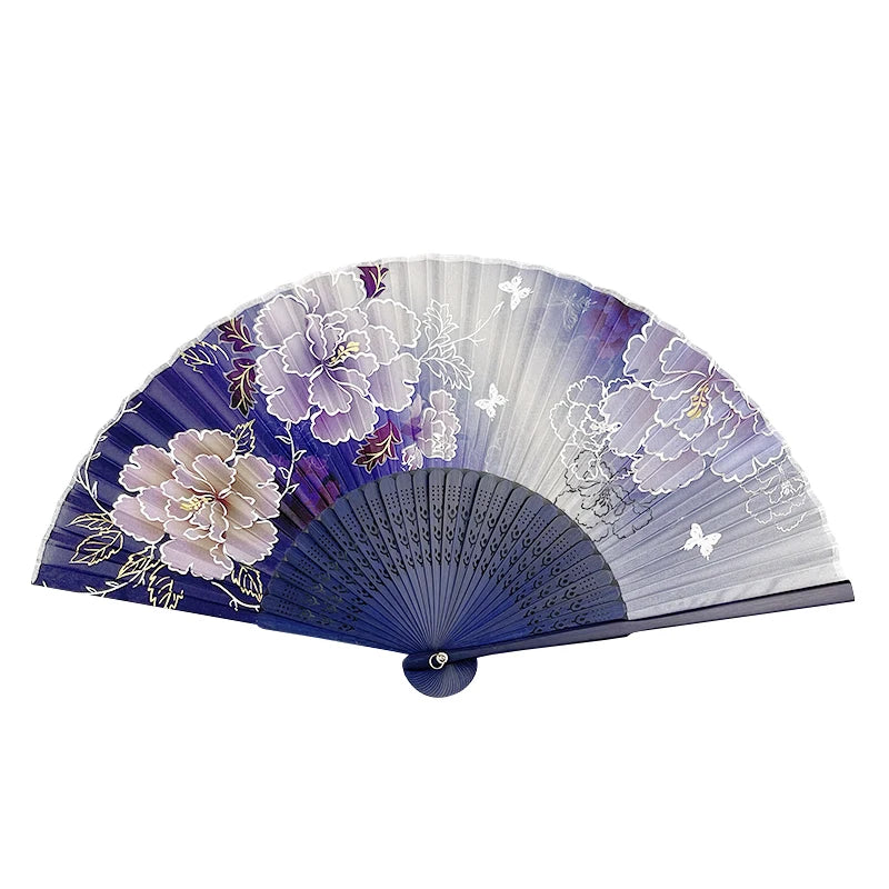 6-inch Portable Folding Fan Chinese-style Peony Flower Fan Summer Folding Craft Fan Oasis Select