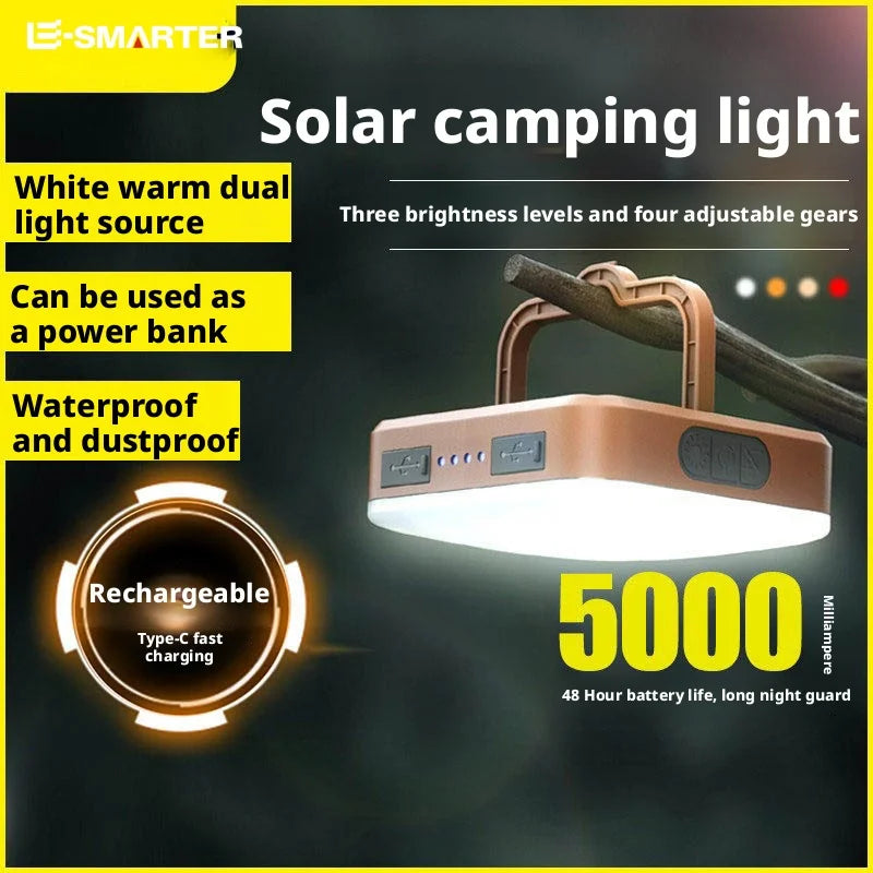 Outdoor COB Camping Solar Lamp Portable Rechargeable Hanging Light Waterproof Hiking Fishing Home Emergency Lanterns with Hook Oasis Select